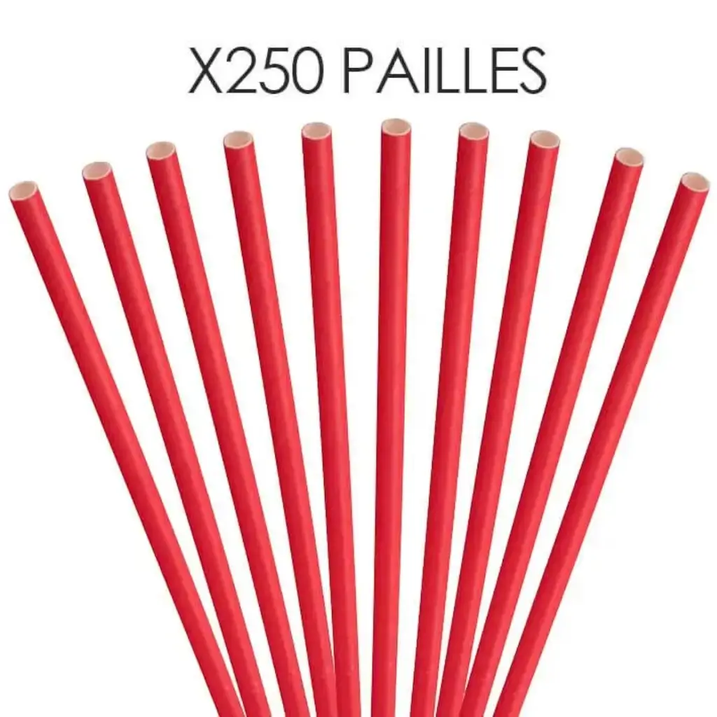 Paille papier rouge 20cm /ø6mm (250 pcs)