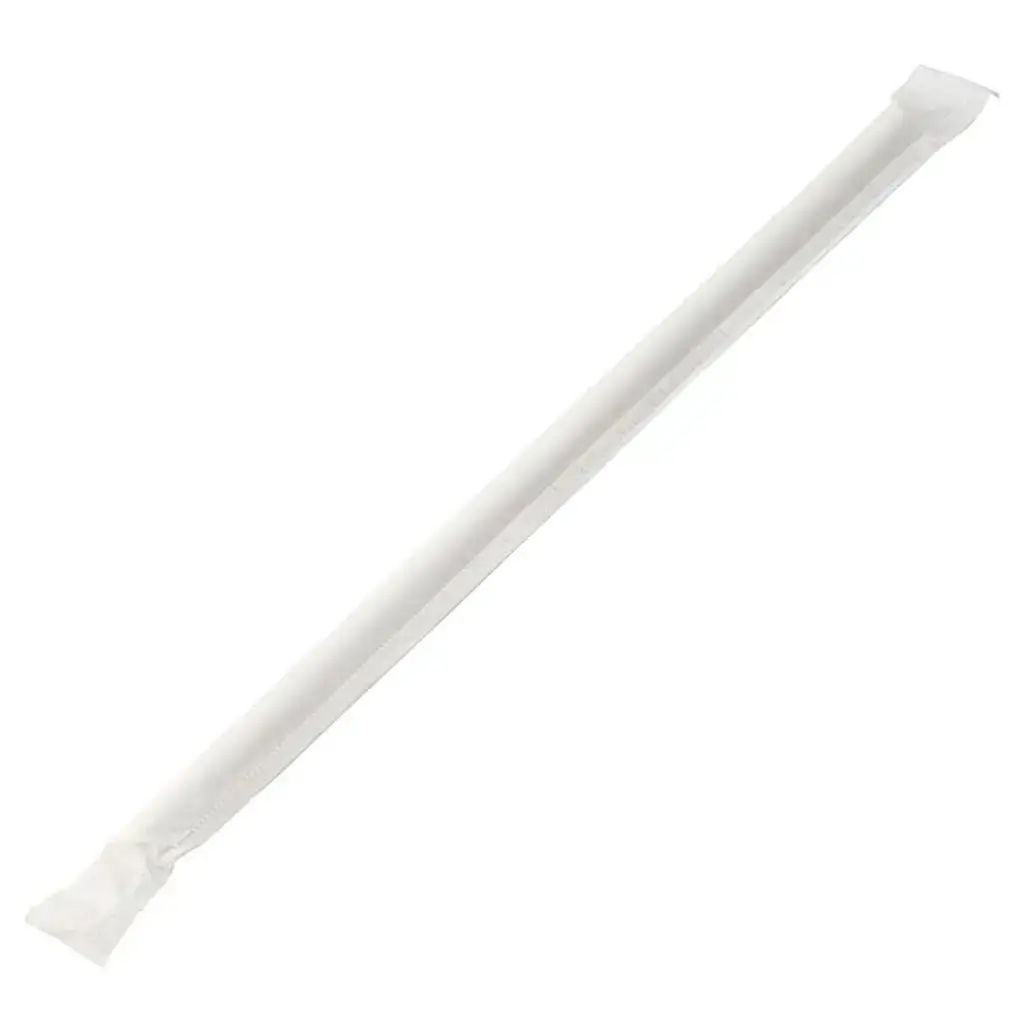 Paille papier blanche emballage individuel (250 pcs)