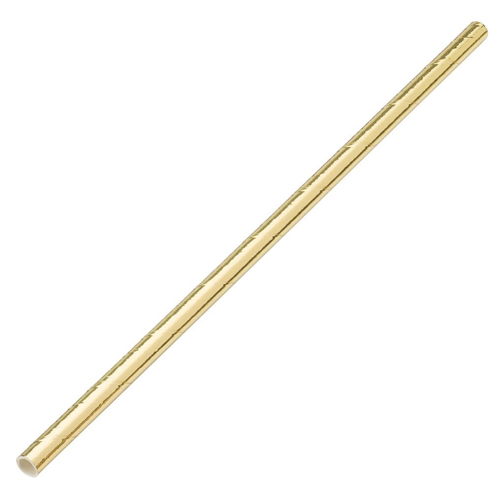 Guld/guld papirstrå 20cm /ø6mm (250 stk.)