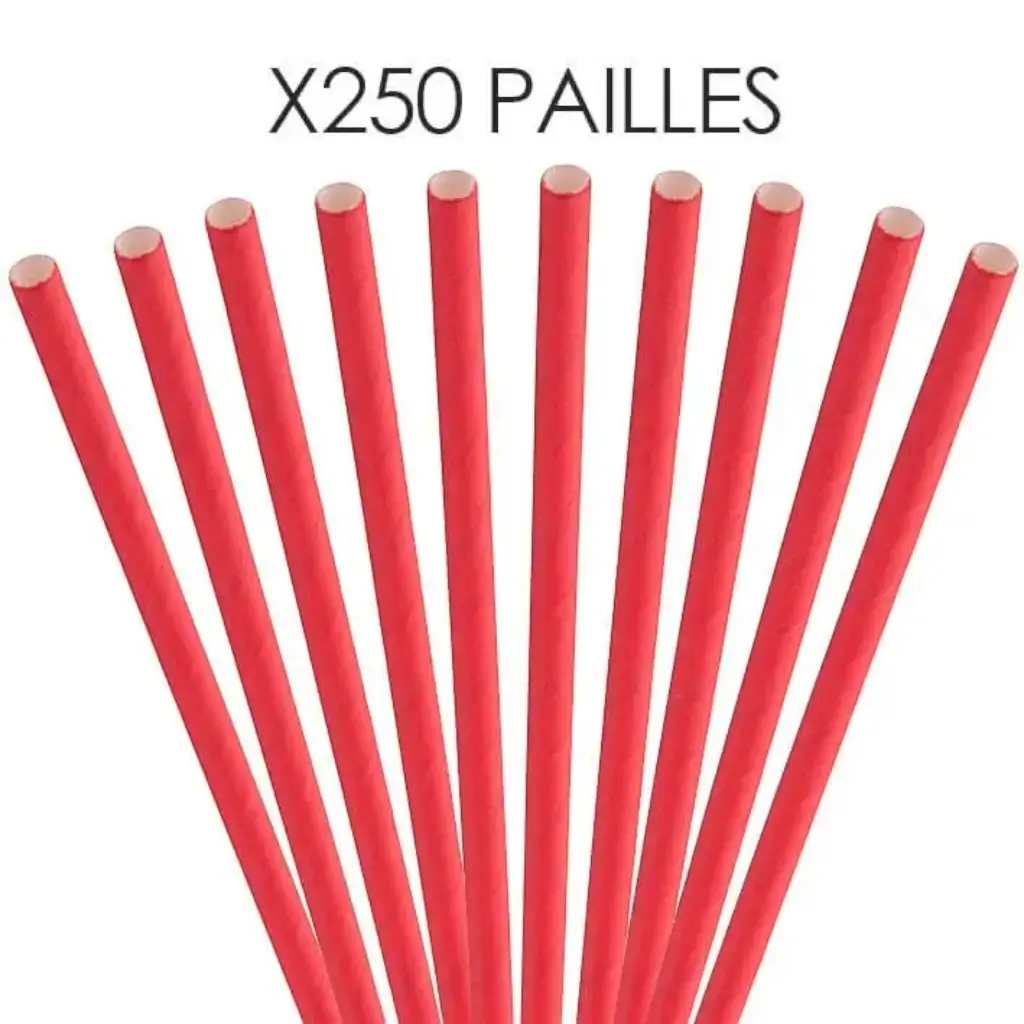 Paille papier rouge 14cm /ø5mm (250 pcs)