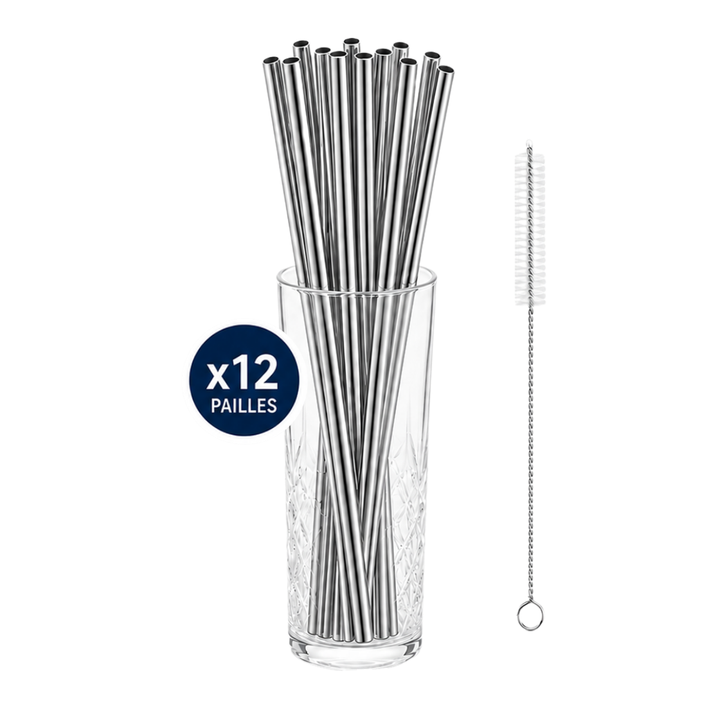 Paille inox réutilisable 21,5cm /ø6mm (12pcs)