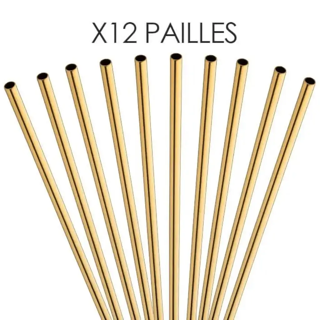 Paille inox réutilisable Or 21,5cm /ø6mm (12pcs)