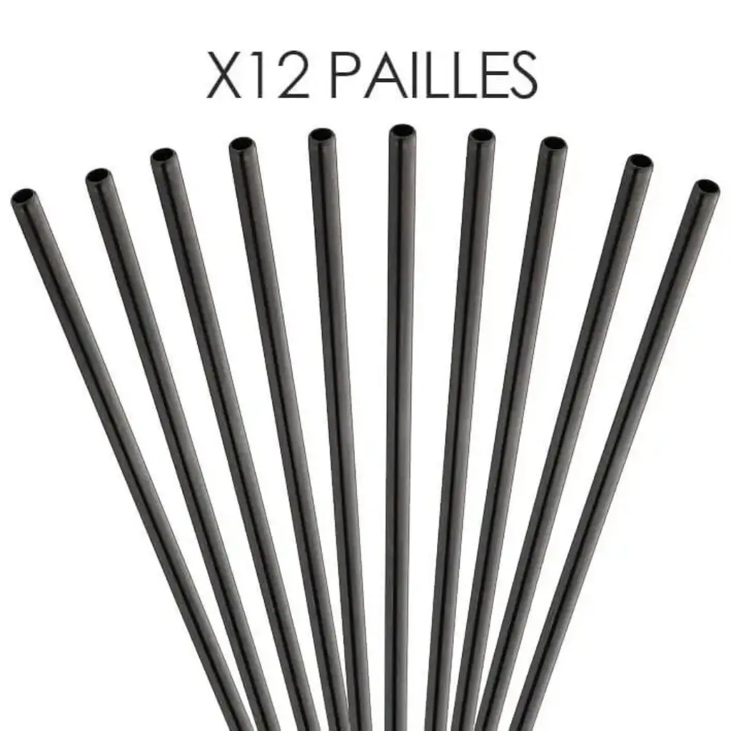 Paille inox réutilisable Noir mat 21,5cm /ø6mm (12pcs)