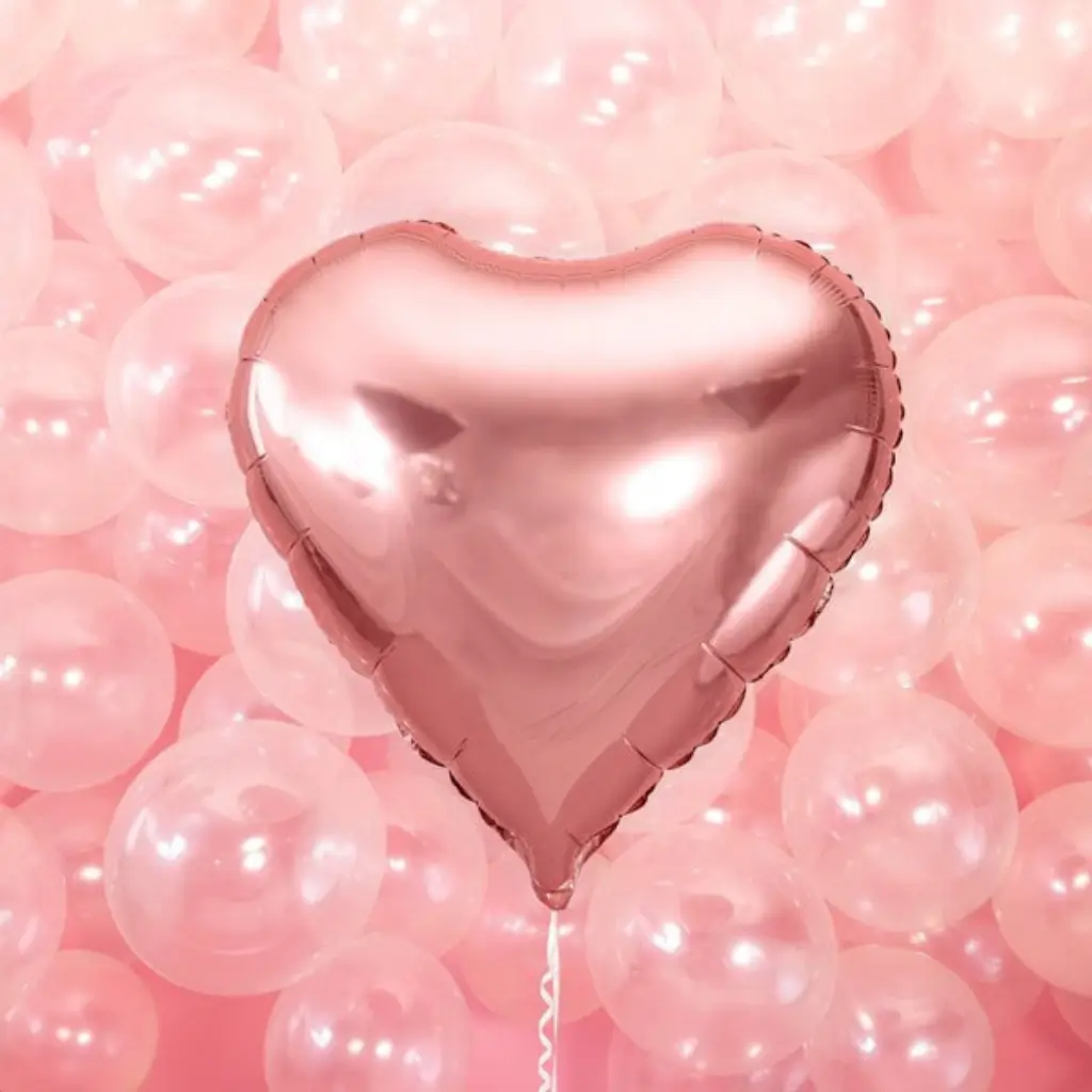 Ballon Coeur Or rose métallique 61cm