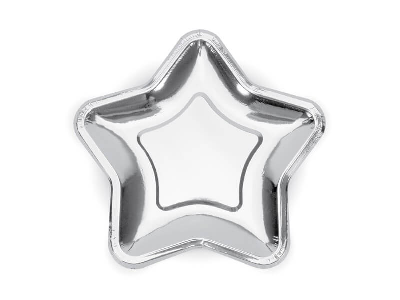 Assiette en papier étoile argenté (Lot de 6) 