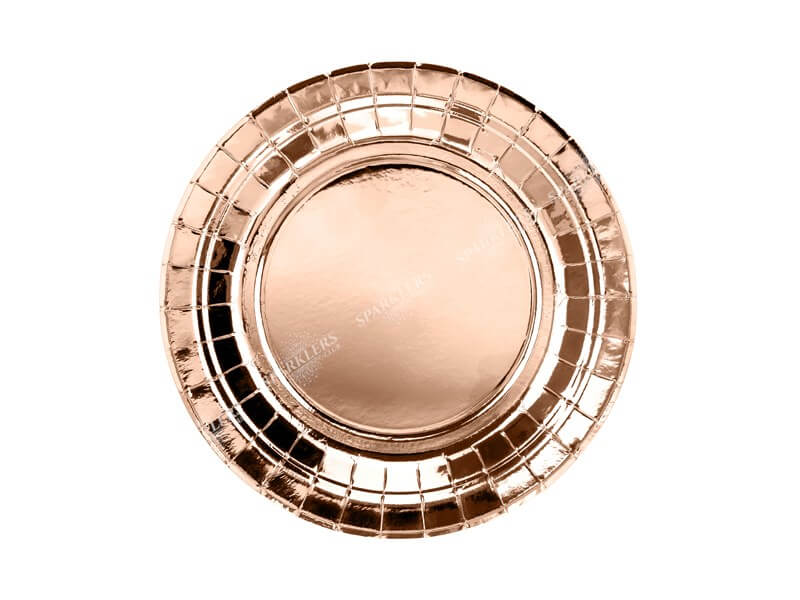 Assiette en papier ronde or rose ø18cm (Lot de 6) 