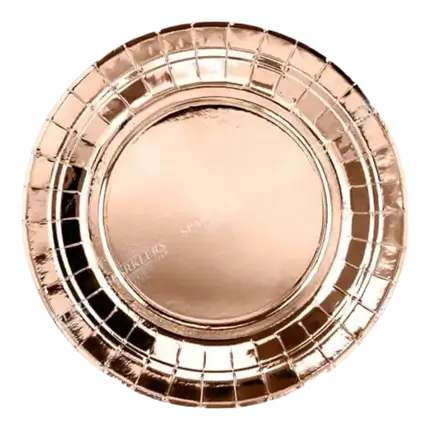 Assiette en papier ronde or rose ø18cm (Lot de 6) 