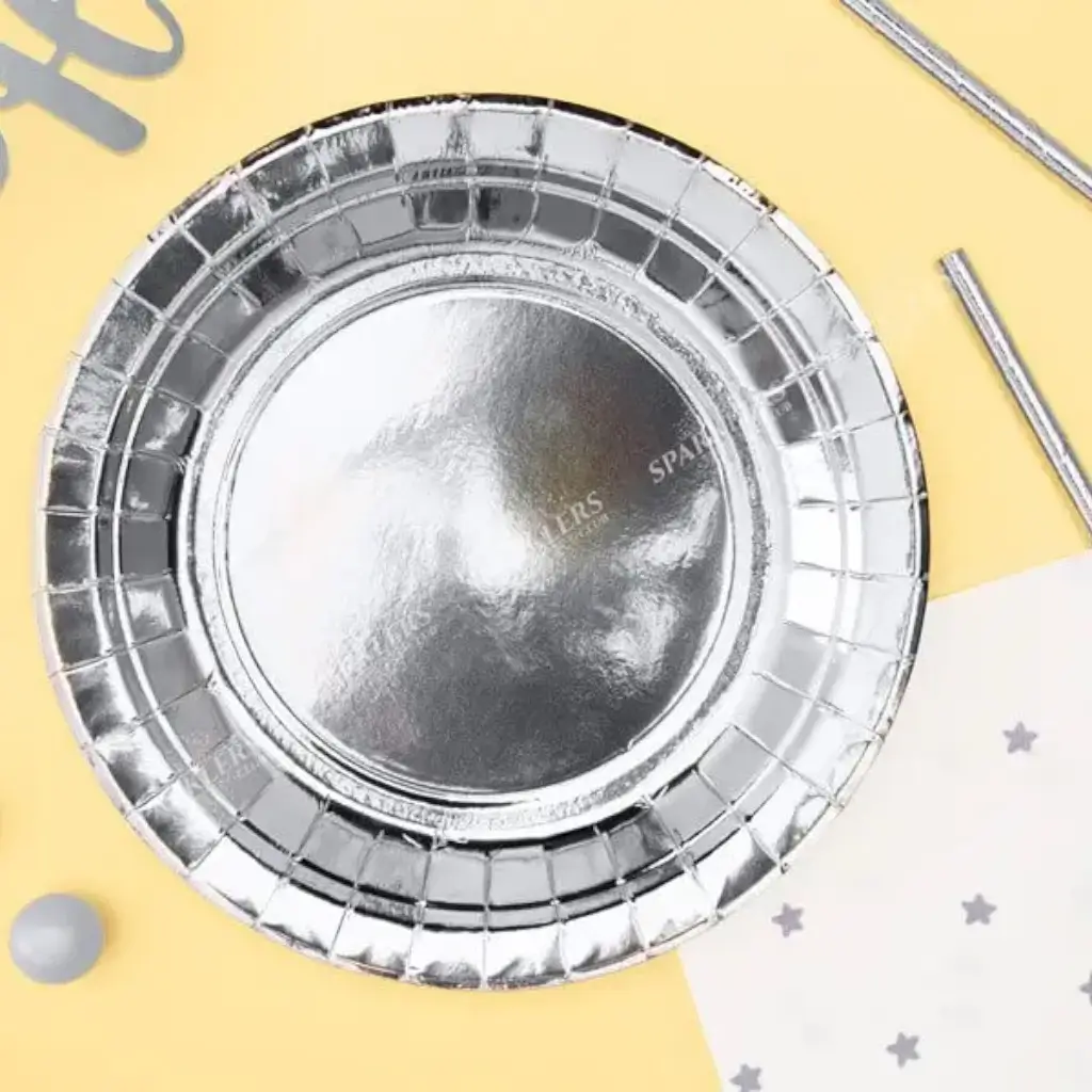 Assiette en papier ronde argent ø18cm (Lot de 6)