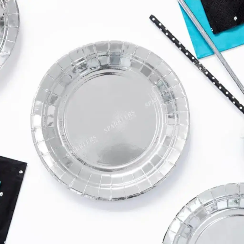 Assiette en papier ronde argent ø18cm (Lot de 6)