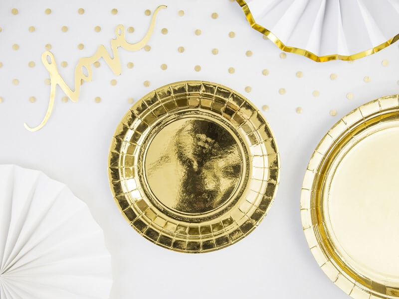 Assiette en papier ronde or ø18cm (Lot de 6) 