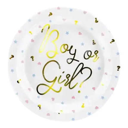 Assiette en papier Boy or Girl(Lot de 6)
