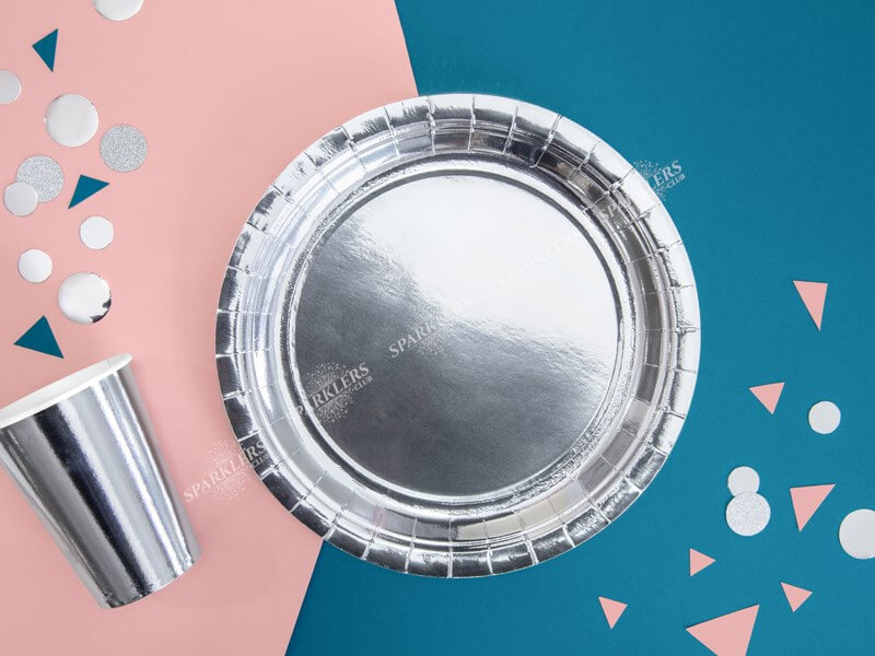 Assiette en papier ronde argent ø23cm (Lot de 6) 