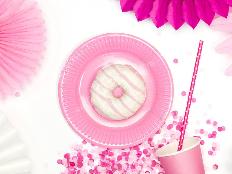 Assiette en papier ronde rose ø18cm (Lot de 6) 