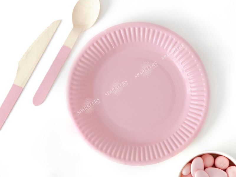 Assiette en papier ronde rose ø18cm (Lot de 6) 