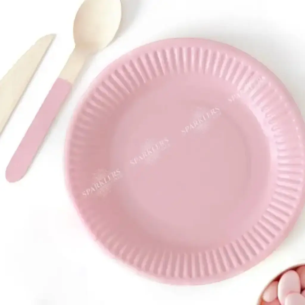 Assiette en papier ronde rose ø18cm (Lot de 6) 