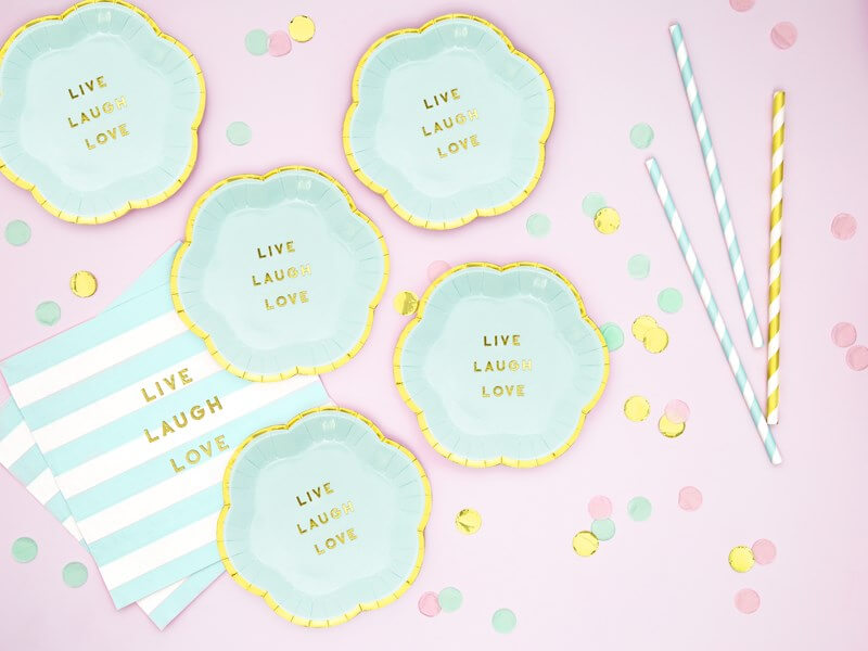 Assiette en papier 'Live Laugh Love" (Lot de 6) 