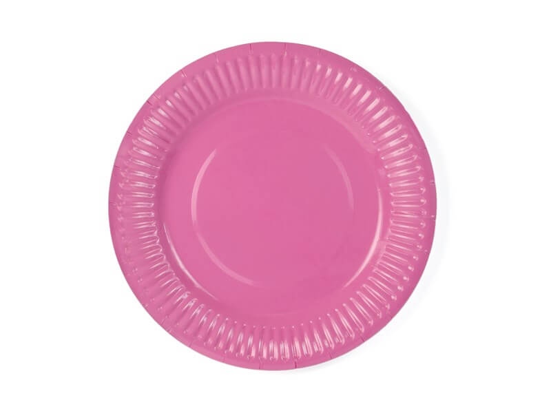 Assiette en papier ronde rose foncé ø18cm (Lot de 6) 