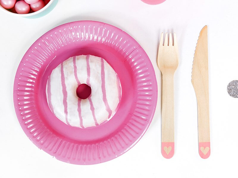 Assiette en papier ronde rose foncé ø18cm (Lot de 6) 