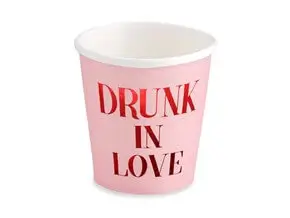 Gobelet en papier rose Drunk in Love (Lot de 6)