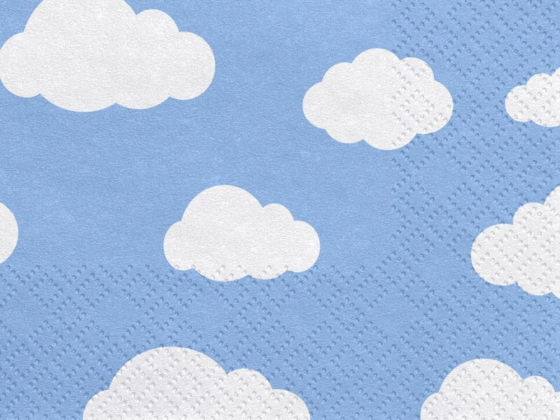Serviette en papier bleu clair motif nuage (Lot de 20) : serviette papier  sur Sparklers Club
