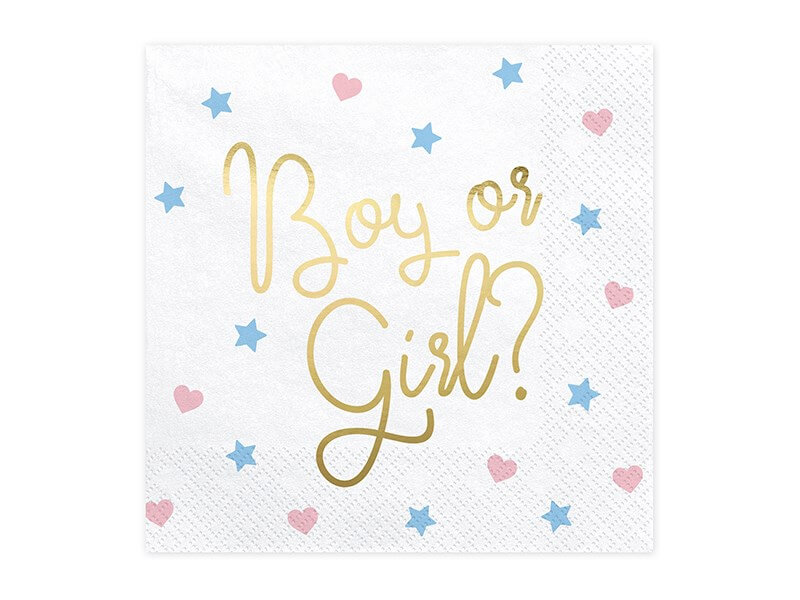 Serviette en papier Boy or Girl  avec motifs (Lot de 20)