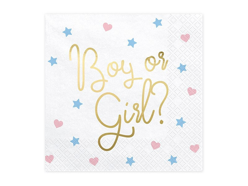 Serviette en papier Boy or Girl  avec motifs (Lot de 20)
