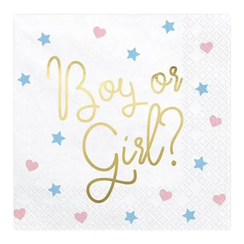 Serviette en papier Boy or Girl  avec motifs (Lot de 20)