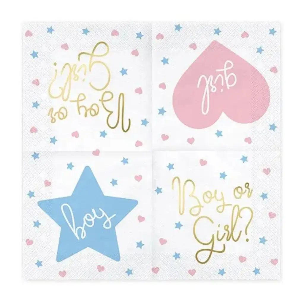 Serviette en papier Boy or Girl  avec motifs (Lot de 20)