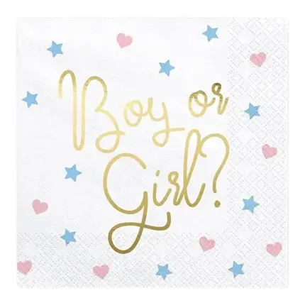 Serviette en papier Boy or Girl  avec motifs (Lot de 20)