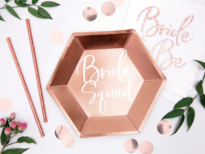 Assiette en papier BRIDE SQUAD Or Rose  (Lot de 6) 