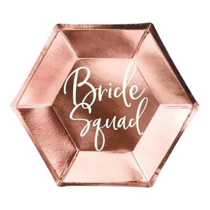 Assiette en papier BRIDE SQUAD Or Rose  (Lot de 6)