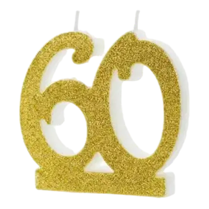 Bougie Anniversaire or 60 ans 