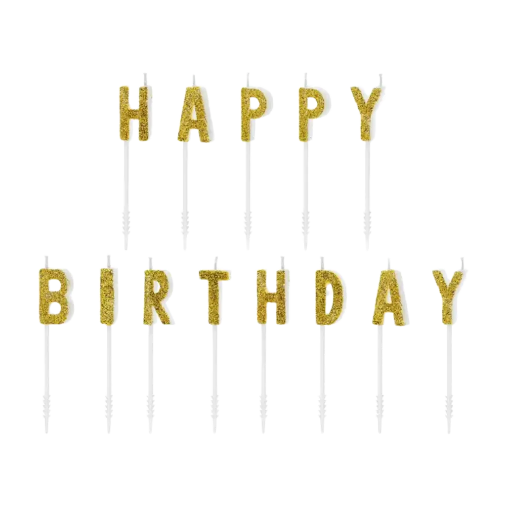 Bougie HAPPY BIRTHDAY Or