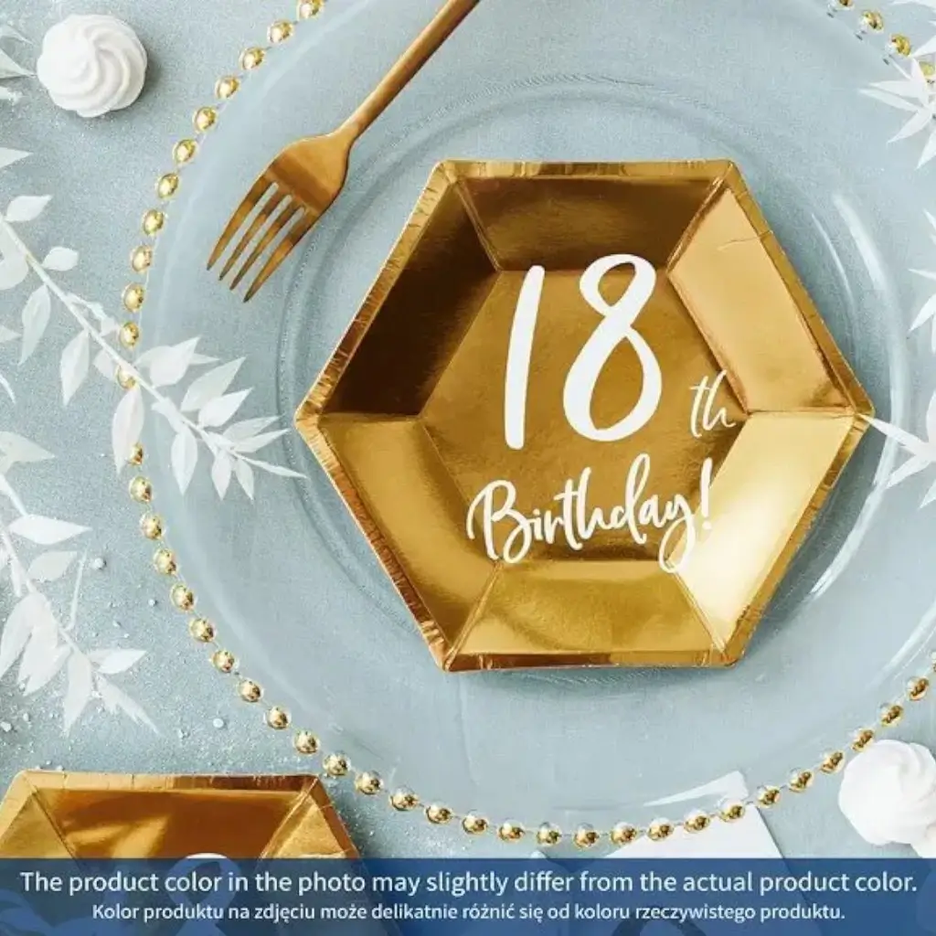 Assiette en papier 18th Birthday doré (Lot de 6) 