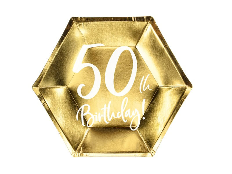 Assiette en papier 50th Birtdhay doré (Lot de 6) 