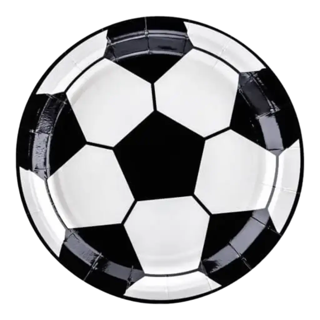Assiette en papier ronde Ballon de Foot ø18cm (Lot de 6) 