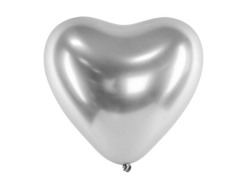 Lot de 50 ballons Coeur Argent métallique