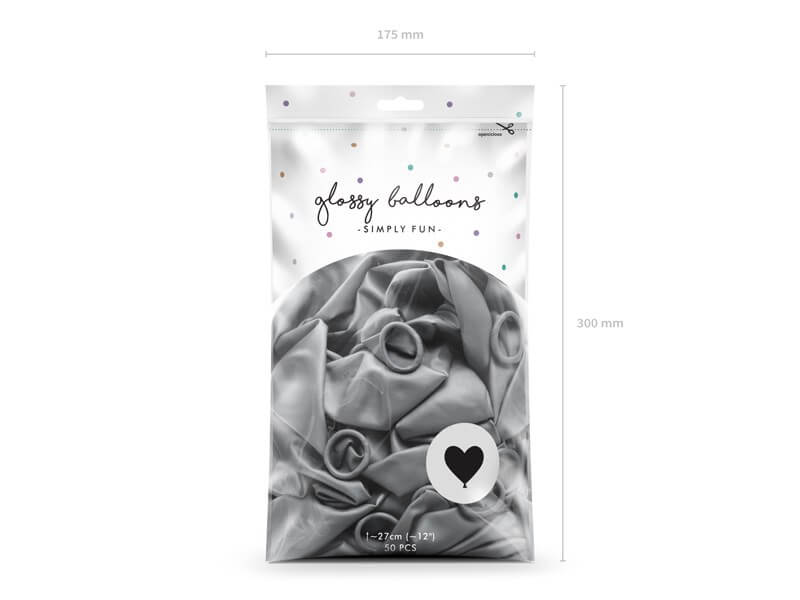 Lot de 50 ballons Coeur Argent métallique