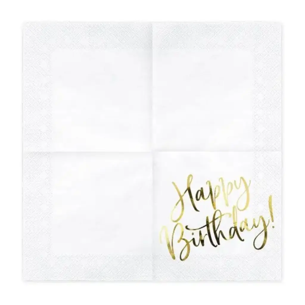 Serviette en papier Happy Birthday Or (Lot de 20)