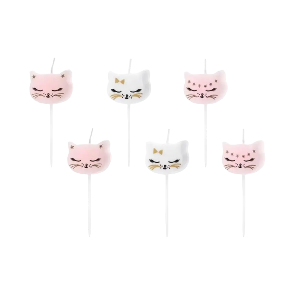 Bougie tête de chat rose (lot de 6)