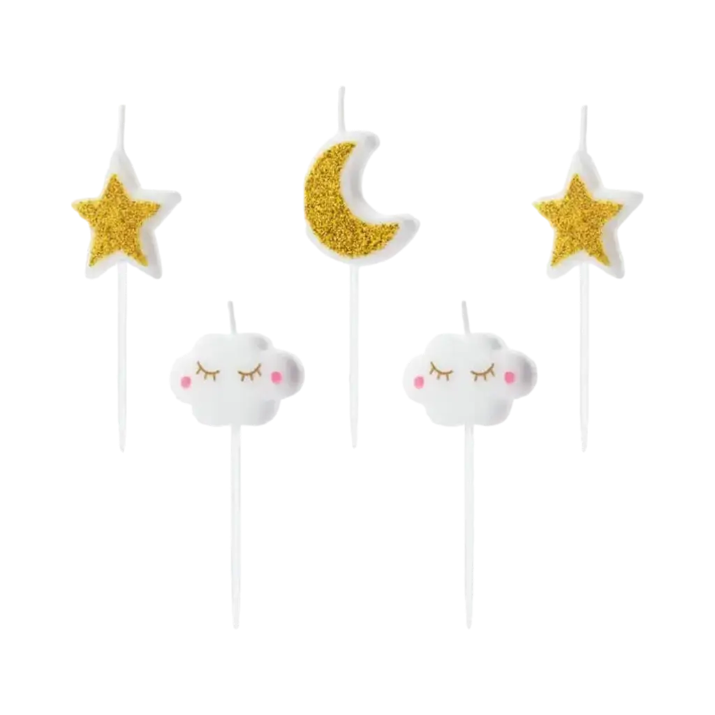 Bougies  d'anniversaire "Little Star" Or (lot de 5)