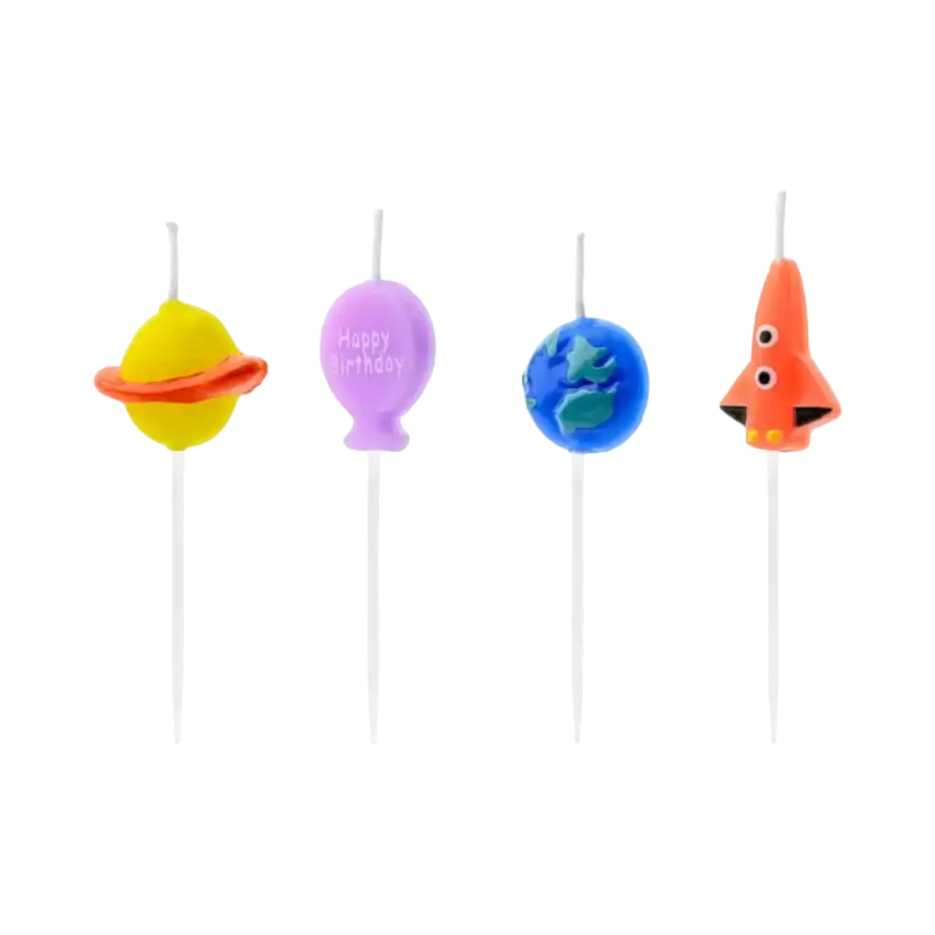 Bougies d&#39;anniversaire Espace (lot de 4)