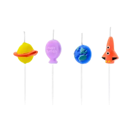 Bougies d'anniversaire Espace (lot de 4)