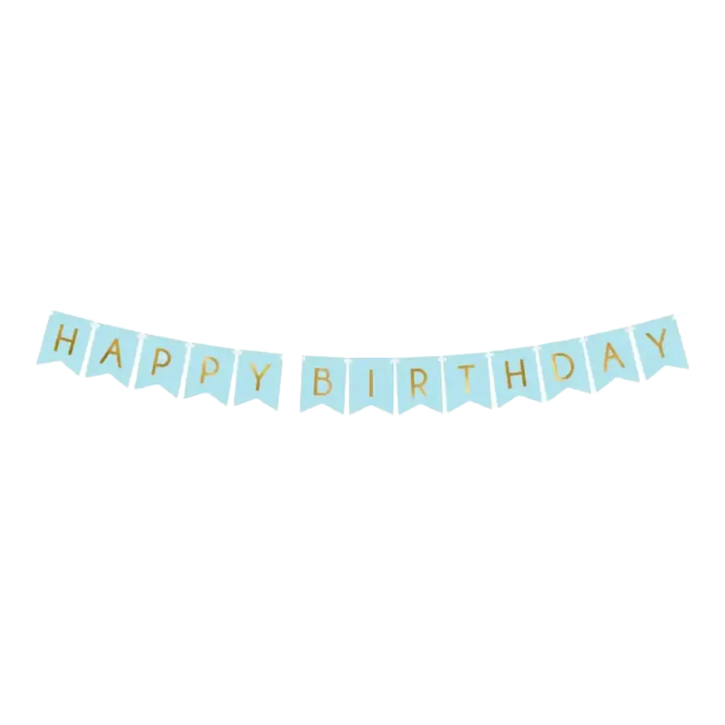 Guirlande Happy Birthday bleue inscription Or 