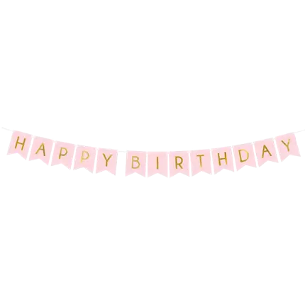 Guirlande Happy Birthday rose  inscription Or