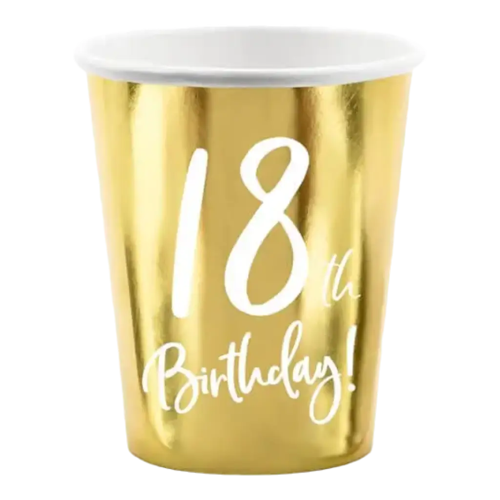  Lot de 6 gobelets or  18 ans 