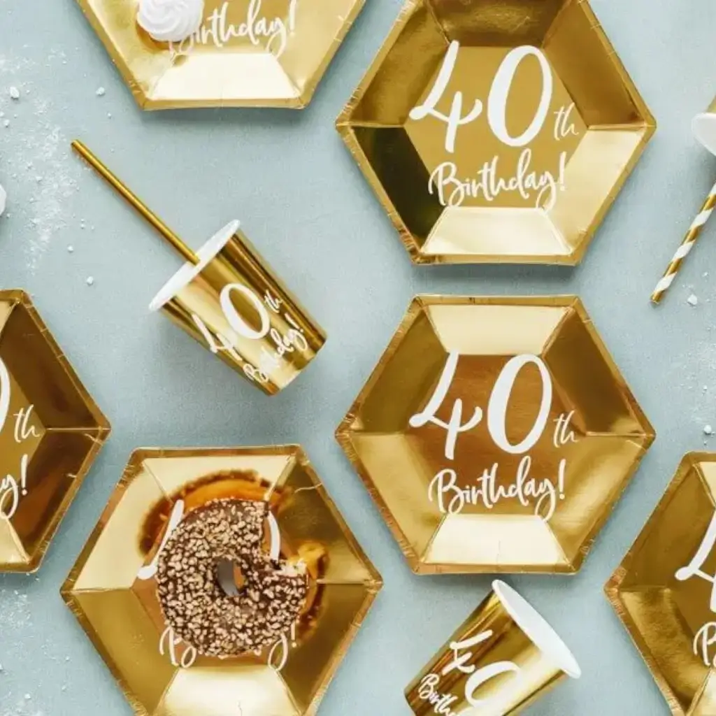  Lot de 6 gobelets or  40  ans 
