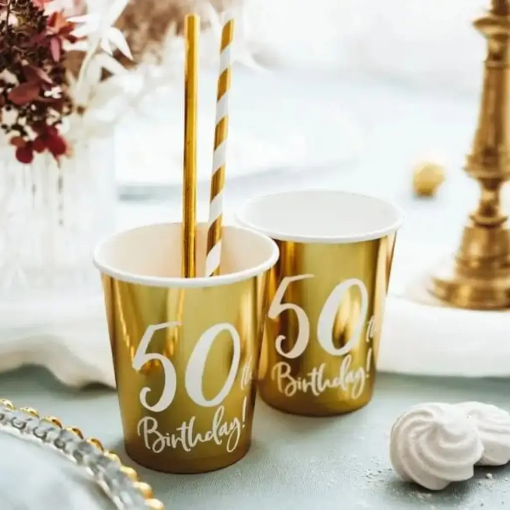 Lot de 6 gobelets or  50  ans 