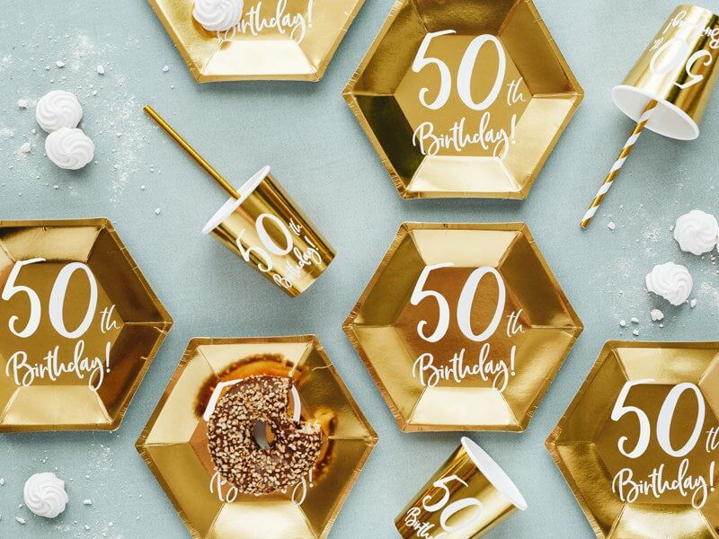 Lot de 6 gobelets or  "50  ans" 