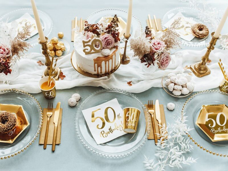 Lot de 6 gobelets or  "50  ans" 